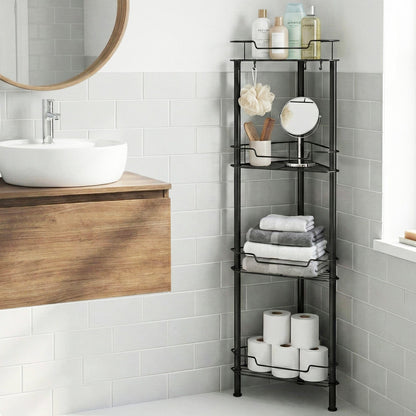 Artiss Furniture > Bathroom > Bathroom Cabinets, Cupboards & Storage Artiss 4 Tier Floor Standing Corner Shower Caddy Bathroom Organizer Black