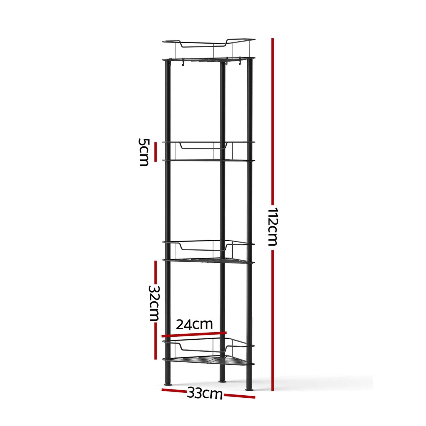 Artiss Furniture > Bathroom > Bathroom Cabinets, Cupboards & Storage Artiss 4 Tier Floor Standing Corner Shower Caddy Bathroom Organizer Black