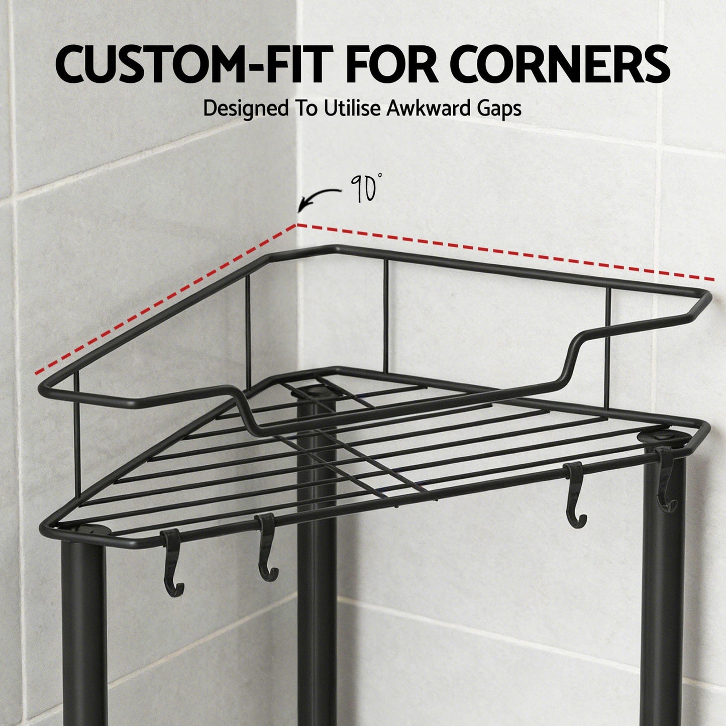 Artiss Furniture > Bathroom > Bathroom Cabinets, Cupboards & Storage Artiss 4 Tier Floor Standing Corner Shower Caddy Bathroom Organizer Black
