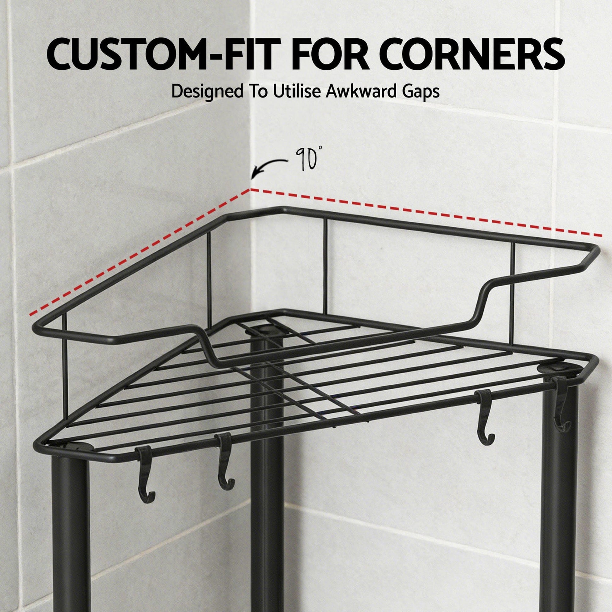 Artiss Furniture > Bathroom > Bathroom Cabinets, Cupboards & Storage Artiss 4 Tier Floor Standing Corner Shower Caddy Bathroom Organizer Black