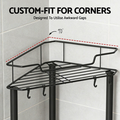 Artiss Furniture > Bathroom > Bathroom Cabinets, Cupboards & Storage Artiss 4 Tier Floor Standing Corner Shower Caddy Bathroom Organizer Black