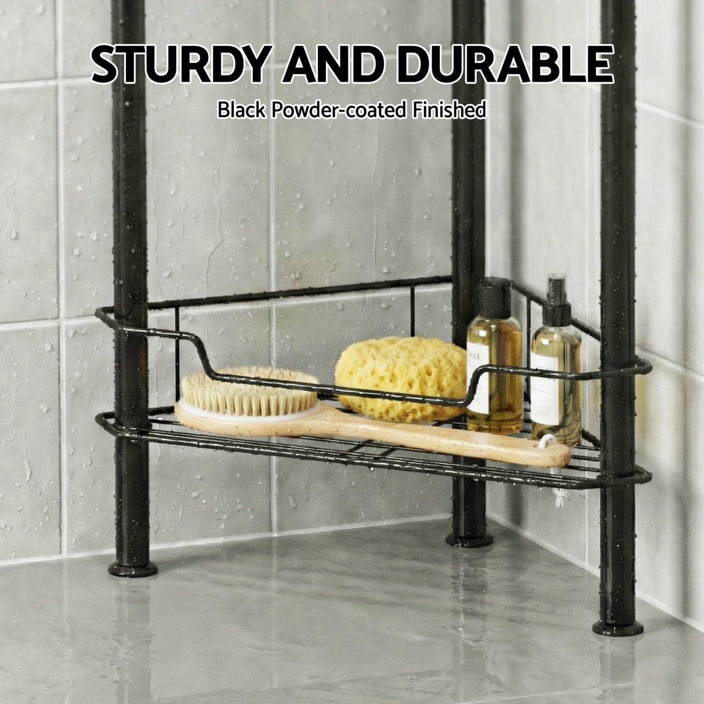 Artiss Furniture > Bathroom > Bathroom Cabinets, Cupboards & Storage Artiss 4 Tier Floor Standing Corner Shower Caddy Bathroom Organizer Black