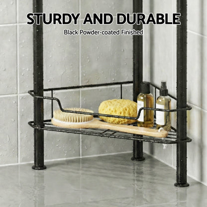 Artiss Furniture > Bathroom > Bathroom Cabinets, Cupboards & Storage Artiss 4 Tier Floor Standing Corner Shower Caddy Bathroom Organizer Black