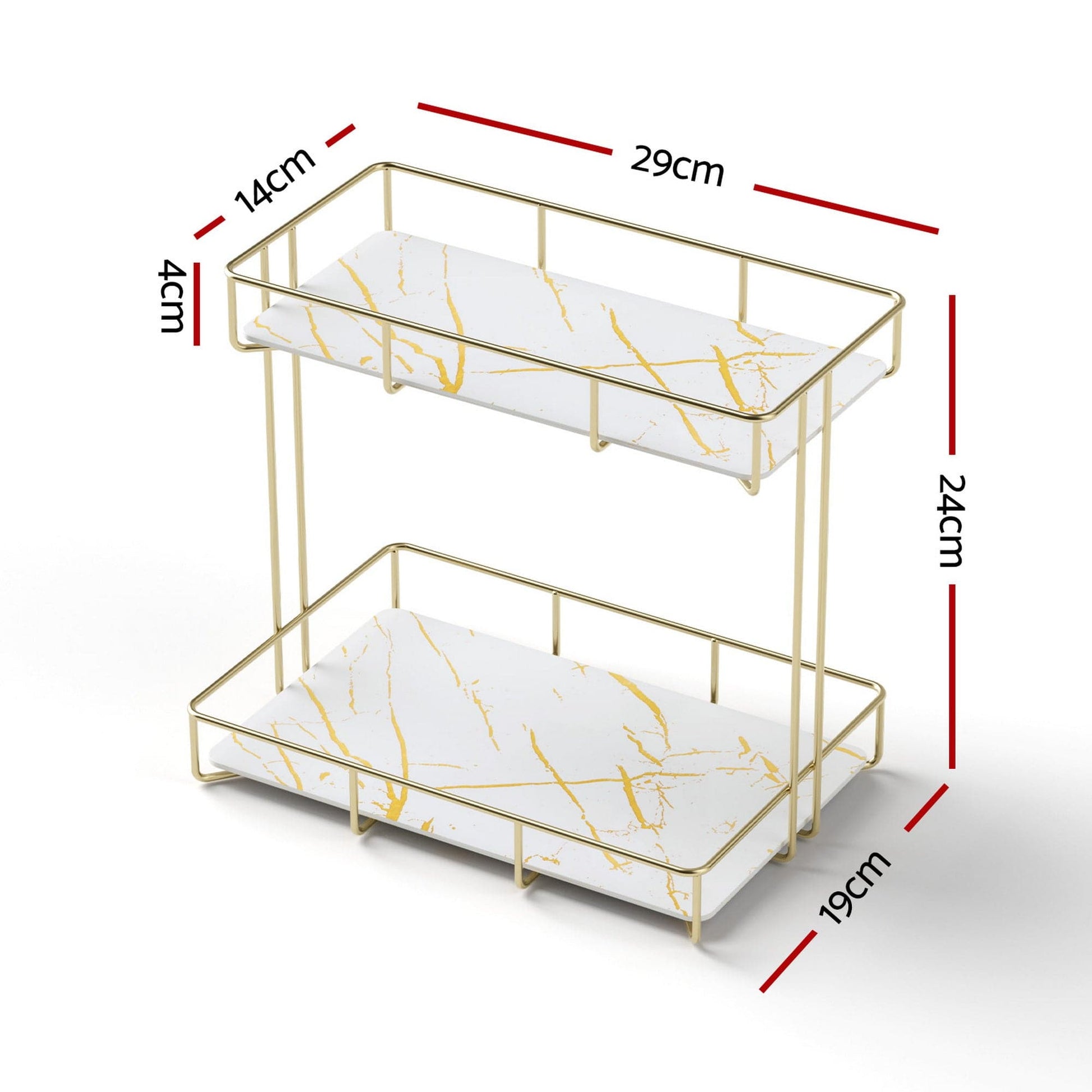 Artiss Furniture > Bathroom > Bathroom Cabinets, Cupboards & Storage Artiss Bathroom Storage Rack 2 Tier Corner Organiser Gold Marble Look