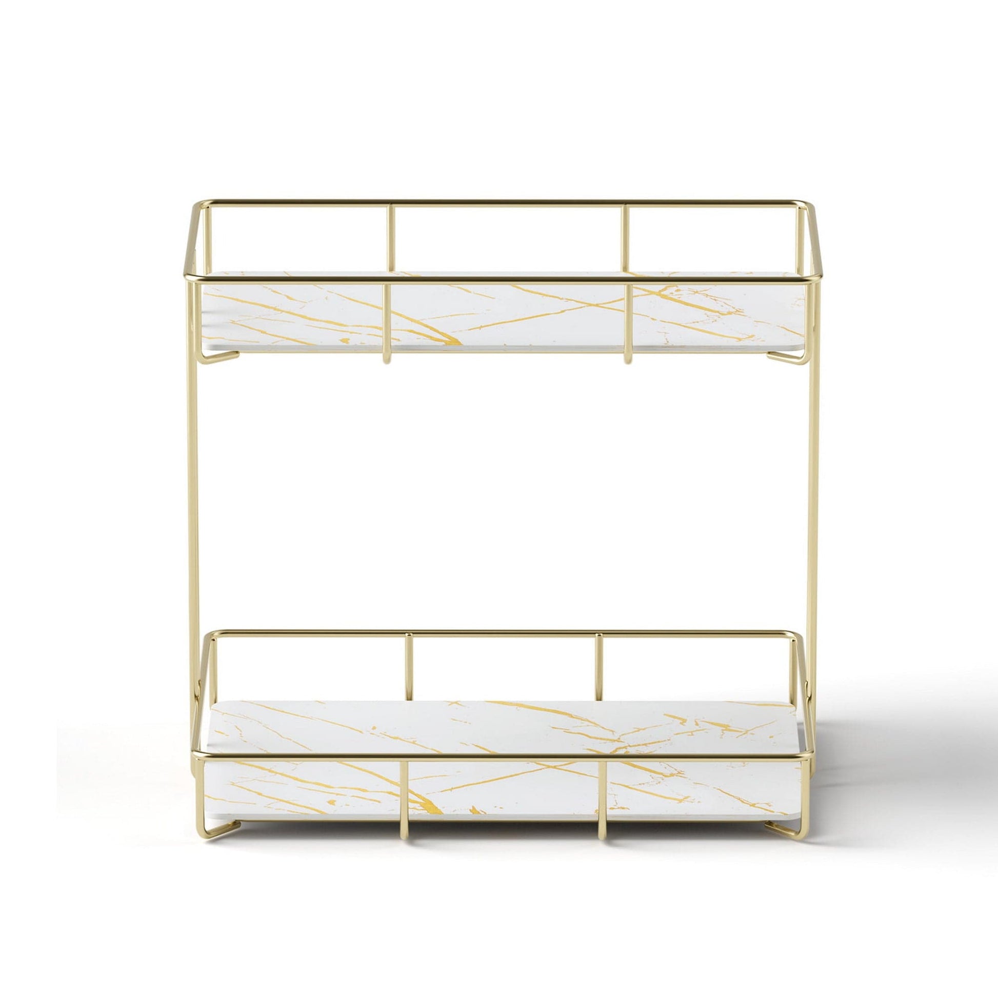 Artiss Furniture > Bathroom > Bathroom Cabinets, Cupboards & Storage Artiss Bathroom Storage Rack 2 Tier Corner Organiser Gold Marble Look