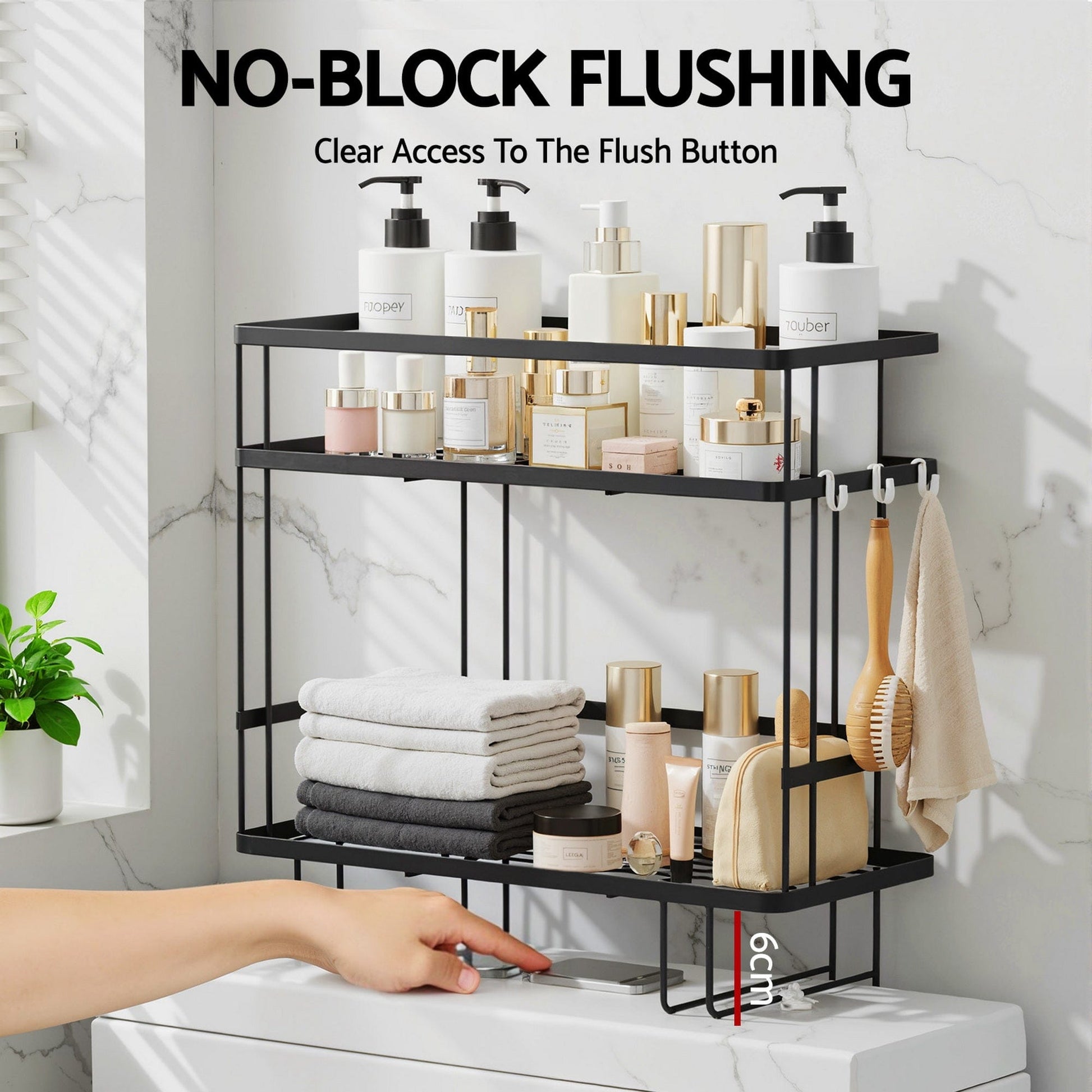 Artiss Furniture > Bathroom > Bathroom Cabinets, Cupboards & Storage Artiss Over Toilet Storage Rack Bathroom Shelf Organizer 2 Tier