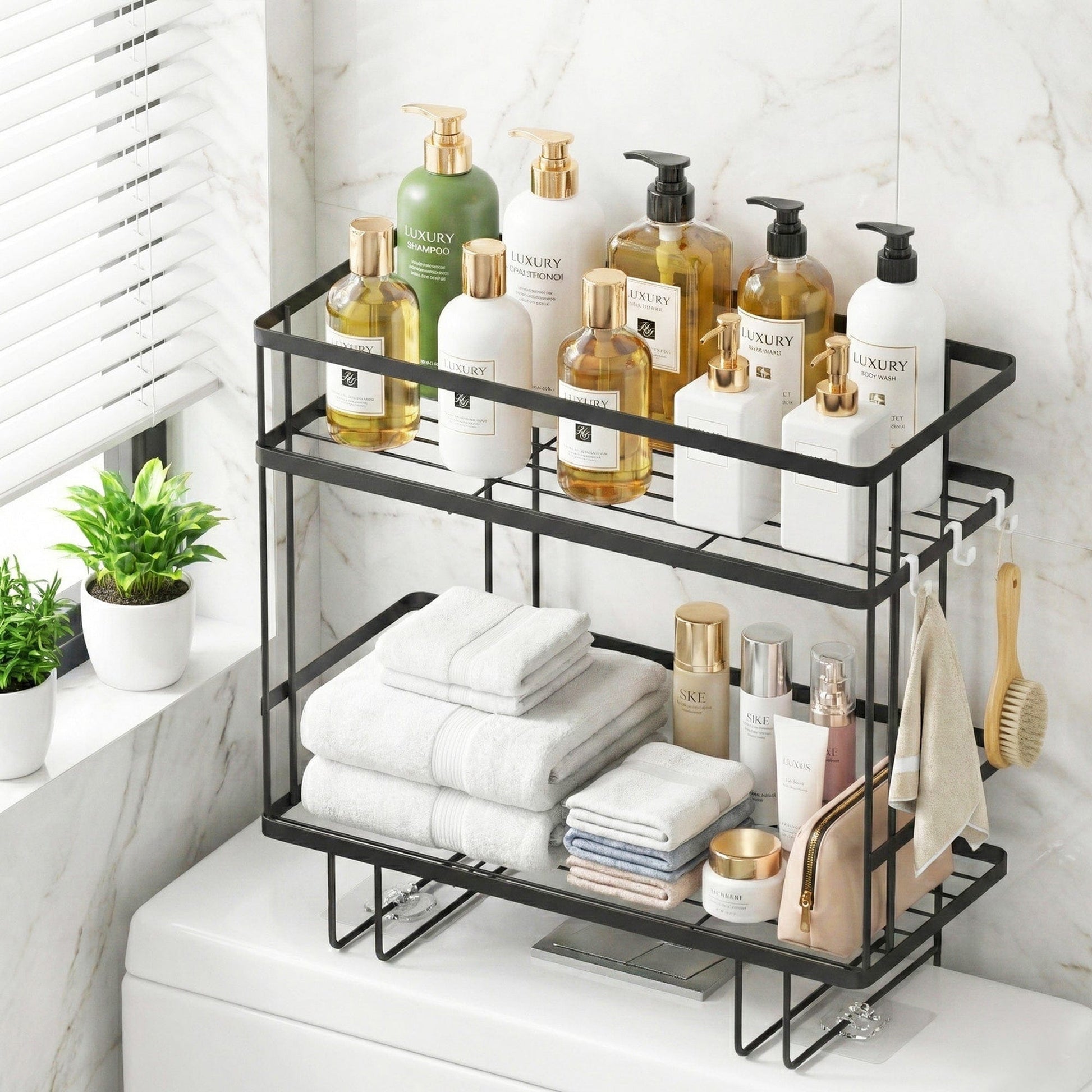Artiss Furniture > Bathroom > Bathroom Cabinets, Cupboards & Storage Artiss Over Toilet Storage Rack Bathroom Shelf Organizer 2 Tier