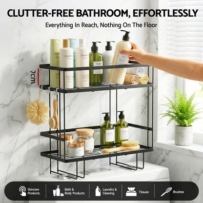 Artiss Furniture > Bathroom > Bathroom Cabinets, Cupboards & Storage Artiss Over Toilet Storage Rack Bathroom Shelf Organizer 2 Tier