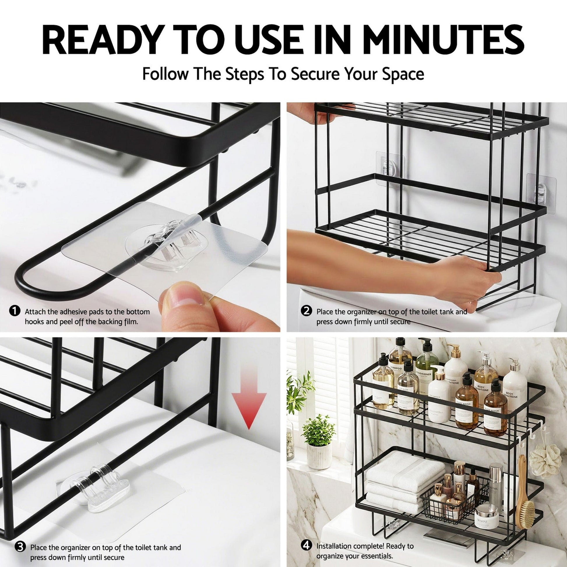 Artiss Furniture > Bathroom > Bathroom Cabinets, Cupboards & Storage Artiss Over Toilet Storage Rack Bathroom Shelf Organizer 2 Tier