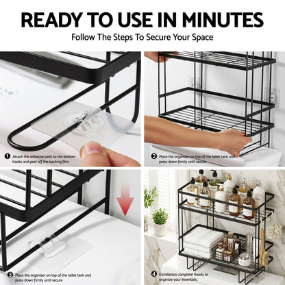 Artiss Furniture > Bathroom > Bathroom Cabinets, Cupboards & Storage Artiss Over Toilet Storage Rack Bathroom Shelf Organizer 2 Tier