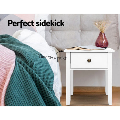 Artiss Furniture > Bedroom > Bedside Tables Artiss Bedside Table 1 Drawer - BOW White
