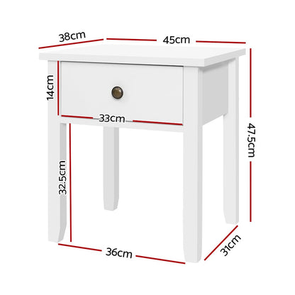 Artiss Furniture > Bedroom > Bedside Tables Artiss Bedside Table 1 Drawer - BOW White