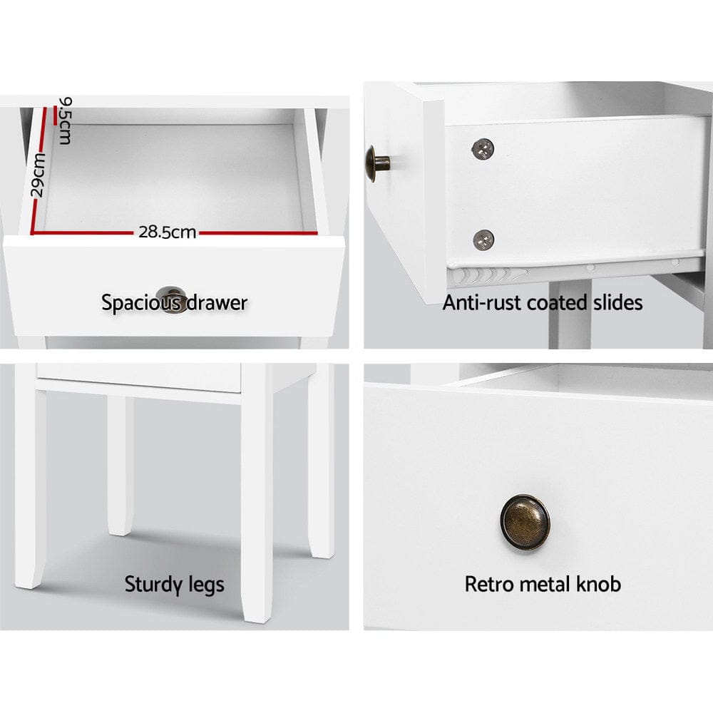 Artiss Furniture > Bedroom > Bedside Tables Artiss Bedside Table 1 Drawer - BOW White