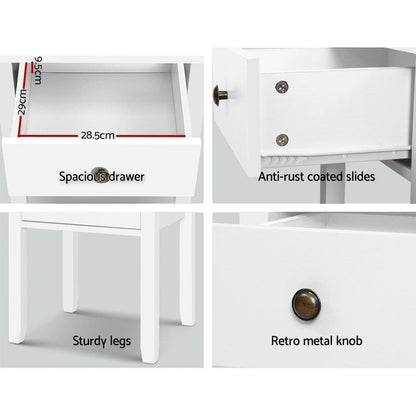 Artiss Furniture > Bedroom > Bedside Tables Artiss Bedside Table 1 Drawer - BOW White