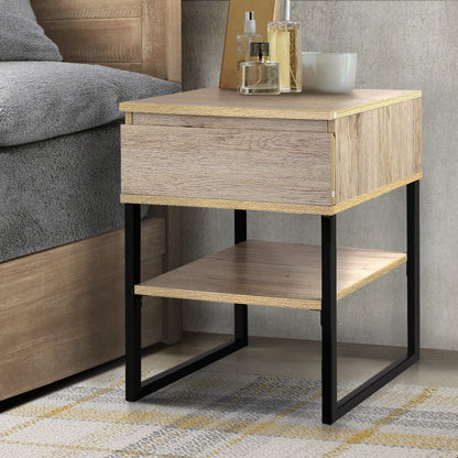 Artiss Furniture > Bedroom > Bedside Tables Artiss Bedside Table 1 Drawers with Shelf - CASEY