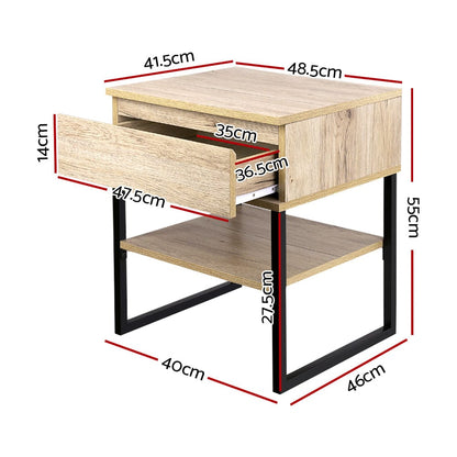 Artiss Furniture > Bedroom > Bedside Tables Artiss Bedside Table 1 Drawers with Shelf - CASEY