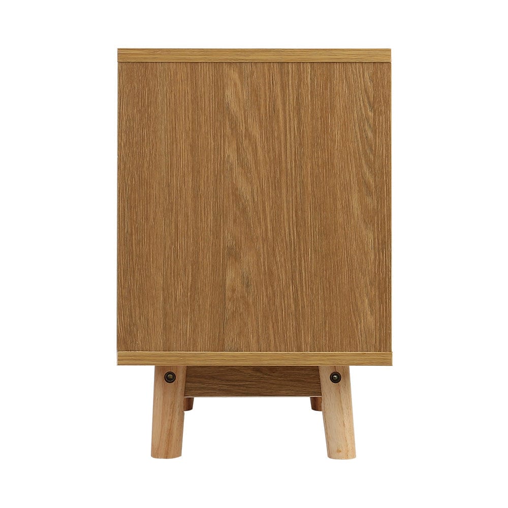 Artiss Furniture > Bedroom > Bedside Tables Artiss Bedside Table 2 Drawers with Shelf - BERTHA Oak