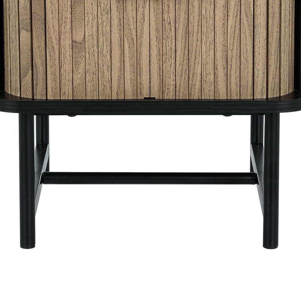 Artiss Furniture > Bedroom > Bedside Tables Artiss Bedside Table Side End Table Slidng Doors Storage Nightstand Black BORIS