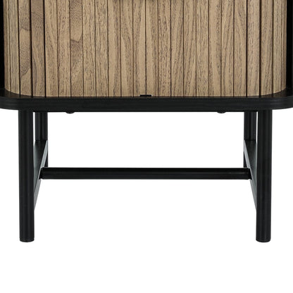 Artiss Furniture > Bedroom > Bedside Tables Artiss Bedside Table Side End Table Slidng Doors Storage Nightstand Black BORIS