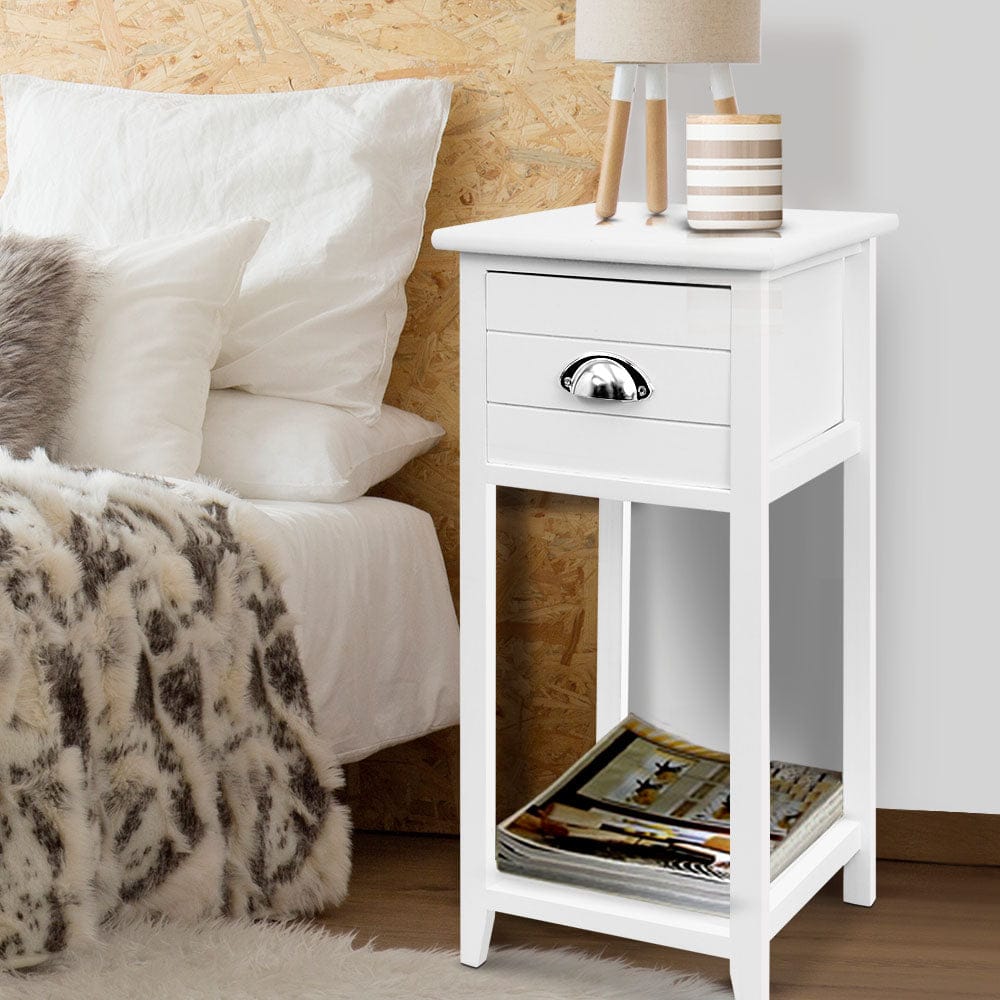 Artiss Furniture > Bedroom > Bedside Tables Artiss Bedside Table Vintage - THYME White
