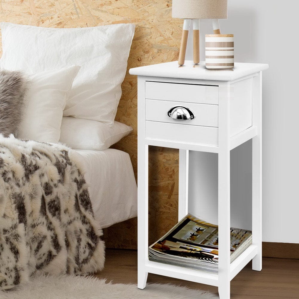 Artiss Furniture > Bedroom > Bedside Tables Artiss Bedside Table Vintage - THYME White