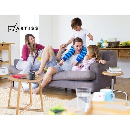Artiss Furniture > Bedroom > Bedside Tables Artiss Coffee Table Round Side Tables Nightstand Bedside Furniture Wooden Beige
