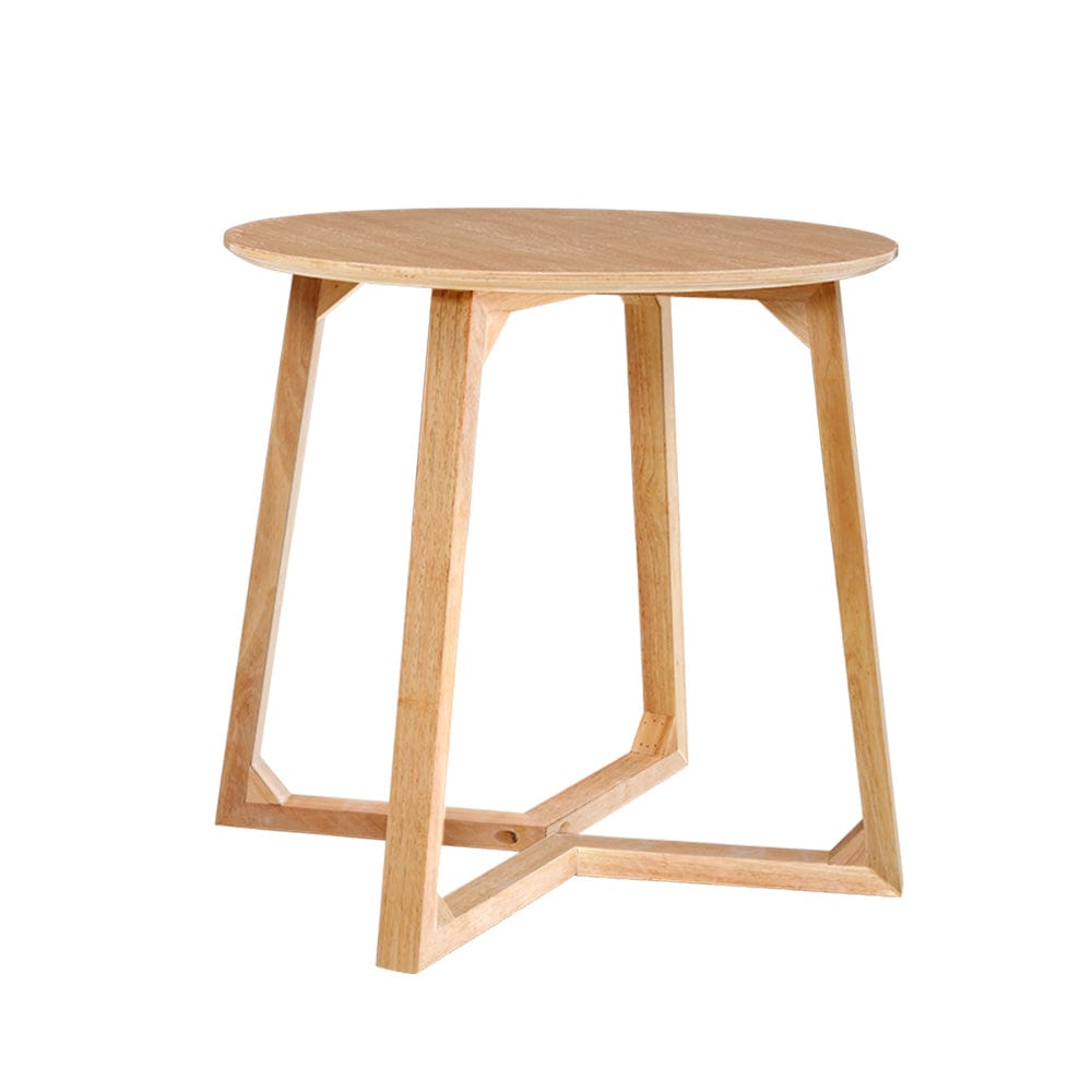Artiss Furniture > Bedroom > Bedside Tables Artiss Coffee Table Round Side Tables Nightstand Bedside Furniture Wooden Beige