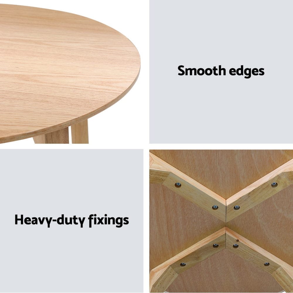 Artiss Furniture > Bedroom > Bedside Tables Artiss Coffee Table Round Side Tables Nightstand Bedside Furniture Wooden Beige