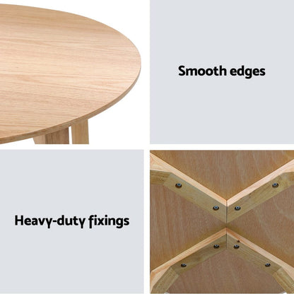 Artiss Furniture > Bedroom > Bedside Tables Artiss Coffee Table Round Side Tables Nightstand Bedside Furniture Wooden Beige
