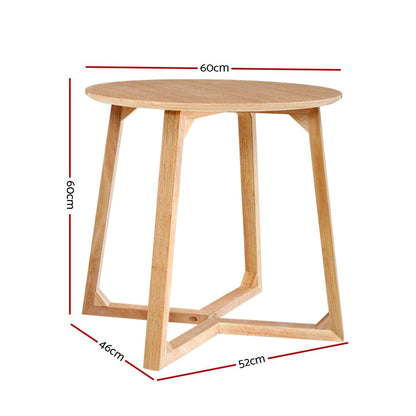 Artiss Furniture > Bedroom > Bedside Tables Artiss Coffee Table Round Side Tables Nightstand Bedside Furniture Wooden Beige
