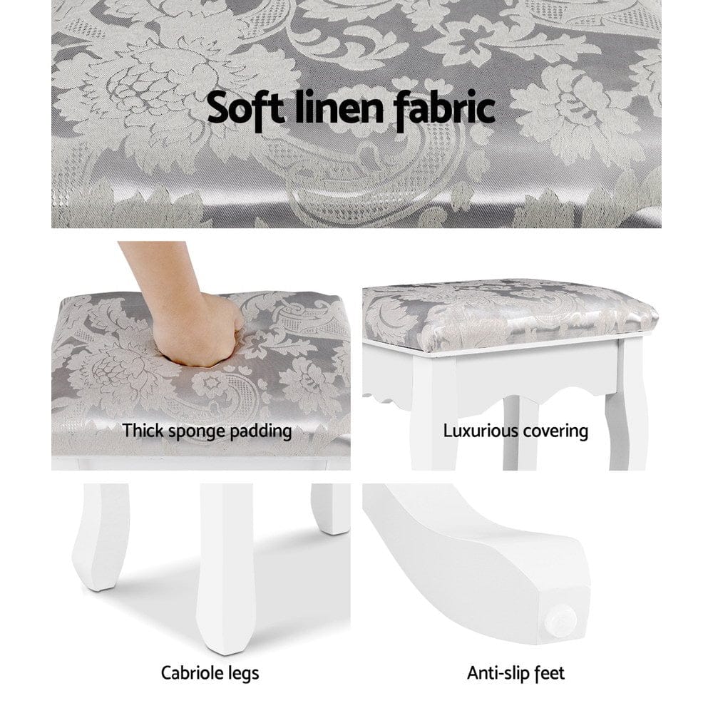 Artiss Furniture > Bedroom > Dressing Vanity & Dressing Tables Artiss Dressing Table Stool Velvet White