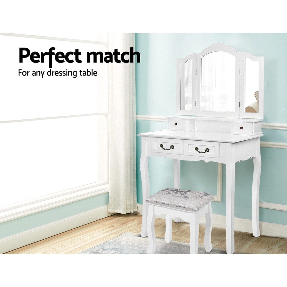Artiss Furniture > Bedroom > Dressing Vanity & Dressing Tables Artiss Dressing Table Stool Velvet White