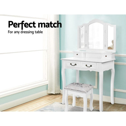 Artiss Furniture > Bedroom > Dressing Vanity & Dressing Tables Artiss Dressing Table Stool Velvet White