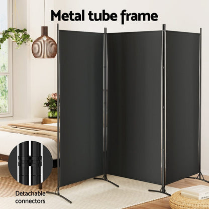 Artiss Furniture > Bedroom > Room Dividers Artiss 3 Panel Room Divider Screen 260x180cm Fabric Black