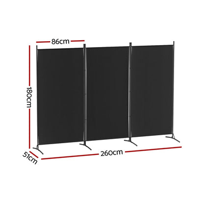 Artiss Furniture > Bedroom > Room Dividers Artiss 3 Panel Room Divider Screen 260x180cm Fabric Black