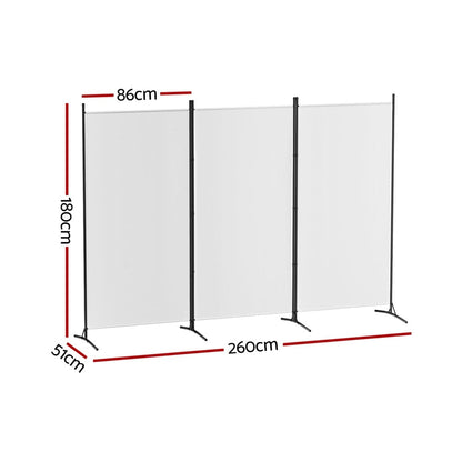 Artiss Furniture > Bedroom > Room Dividers Artiss 3 Panel Room Divider Screen 260x180cm Fabric White