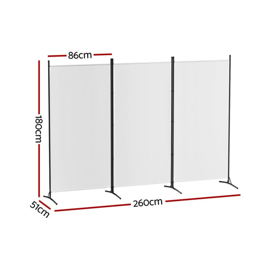 Artiss Furniture > Bedroom > Room Dividers Artiss 3 Panel Room Divider Screen 260x180cm Fabric White