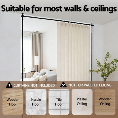 Artiss Furniture > Bedroom > Room Dividers Artiss Room Divider Curtain Rod Extendable Black