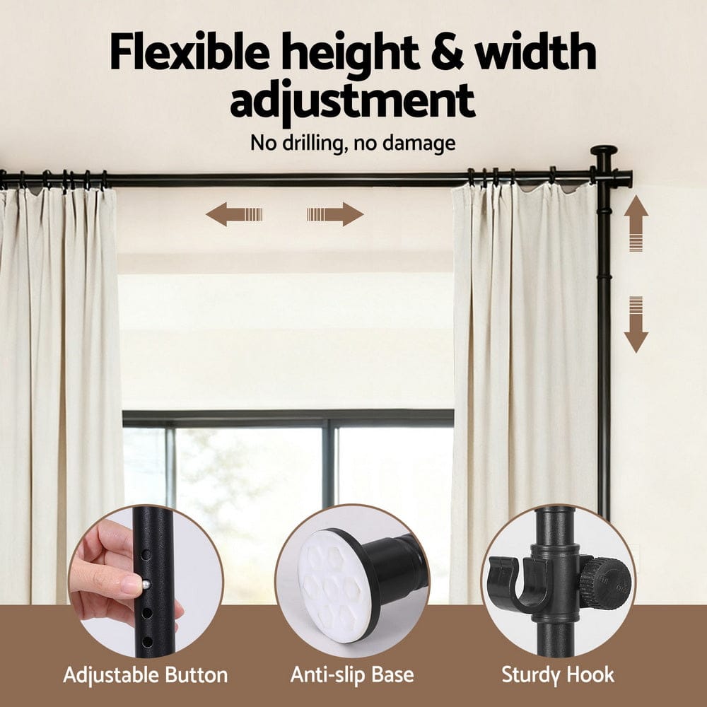 Artiss Furniture > Bedroom > Room Dividers Artiss Room Divider Curtain Rod Extendable Black