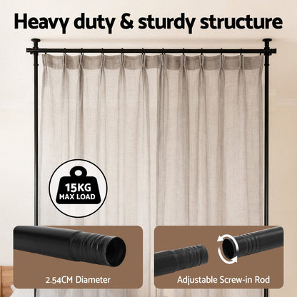 Artiss Furniture > Bedroom > Room Dividers Artiss Room Divider Curtain Rod Extendable Black
