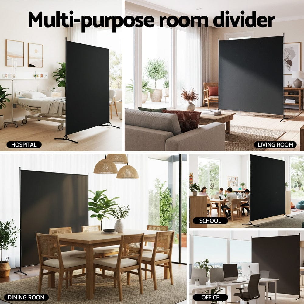 Artiss Furniture > Bedroom > Room Dividers Artiss Room Divider Screen 175x180cm Fabric Black