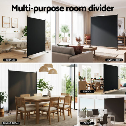 Artiss Furniture > Bedroom > Room Dividers Artiss Room Divider Screen 175x180cm Fabric Black