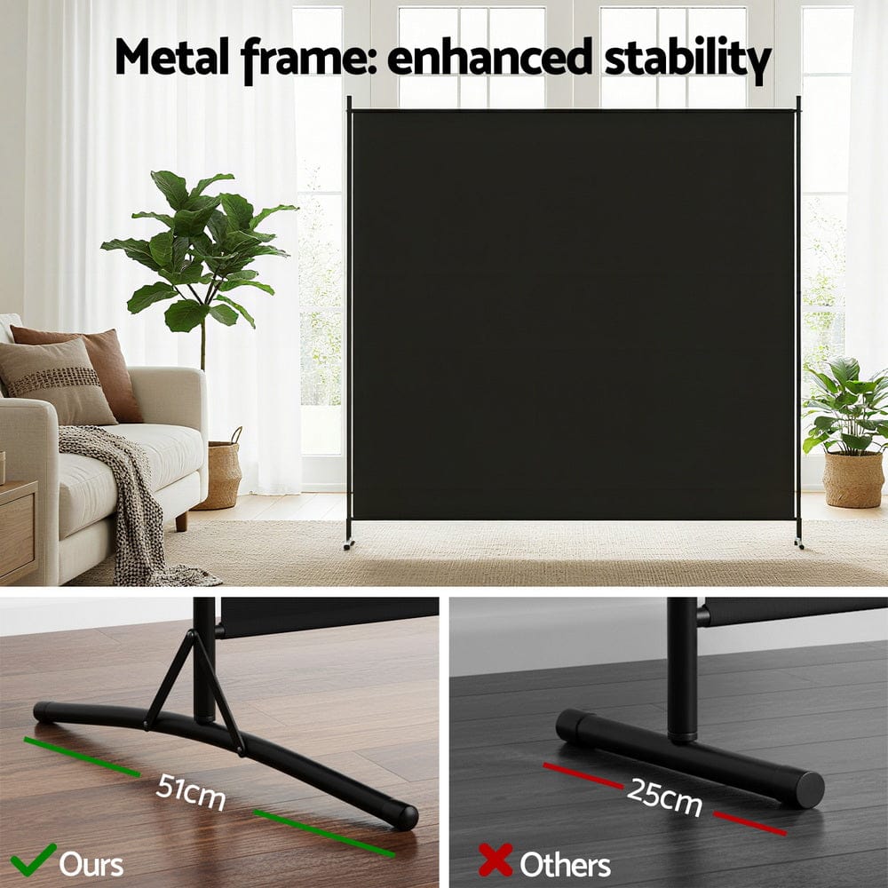 Artiss Furniture > Bedroom > Room Dividers Artiss Room Divider Screen 175x180cm Fabric Black