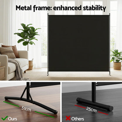 Artiss Furniture > Bedroom > Room Dividers Artiss Room Divider Screen 175x180cm Fabric Black