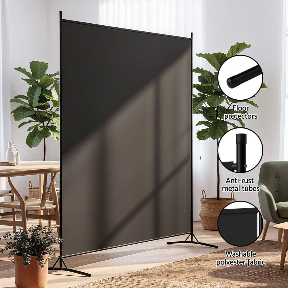 Artiss Furniture > Bedroom > Room Dividers Artiss Room Divider Screen 175x180cm Fabric Black