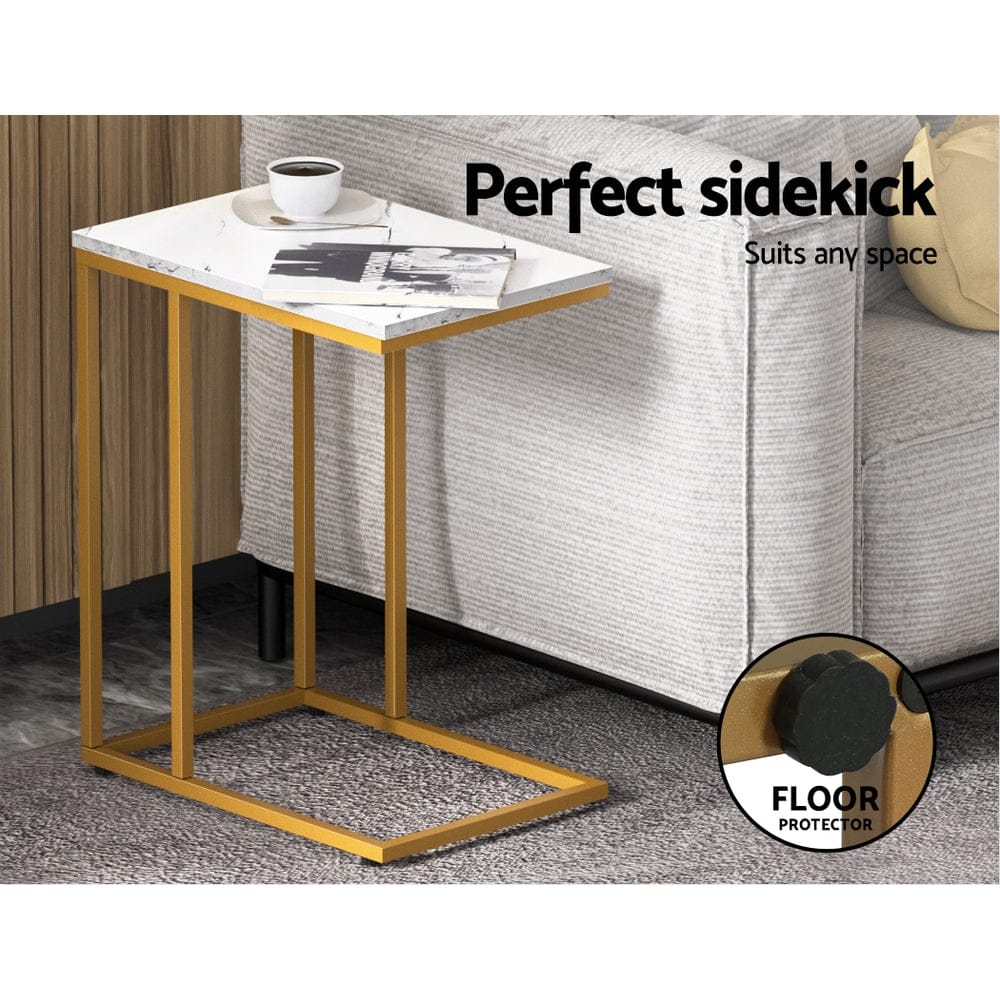 Artiss Furniture > Dining > Buffets & Sideboards Artiss Coffee Table Side Table Marble Effect Emma