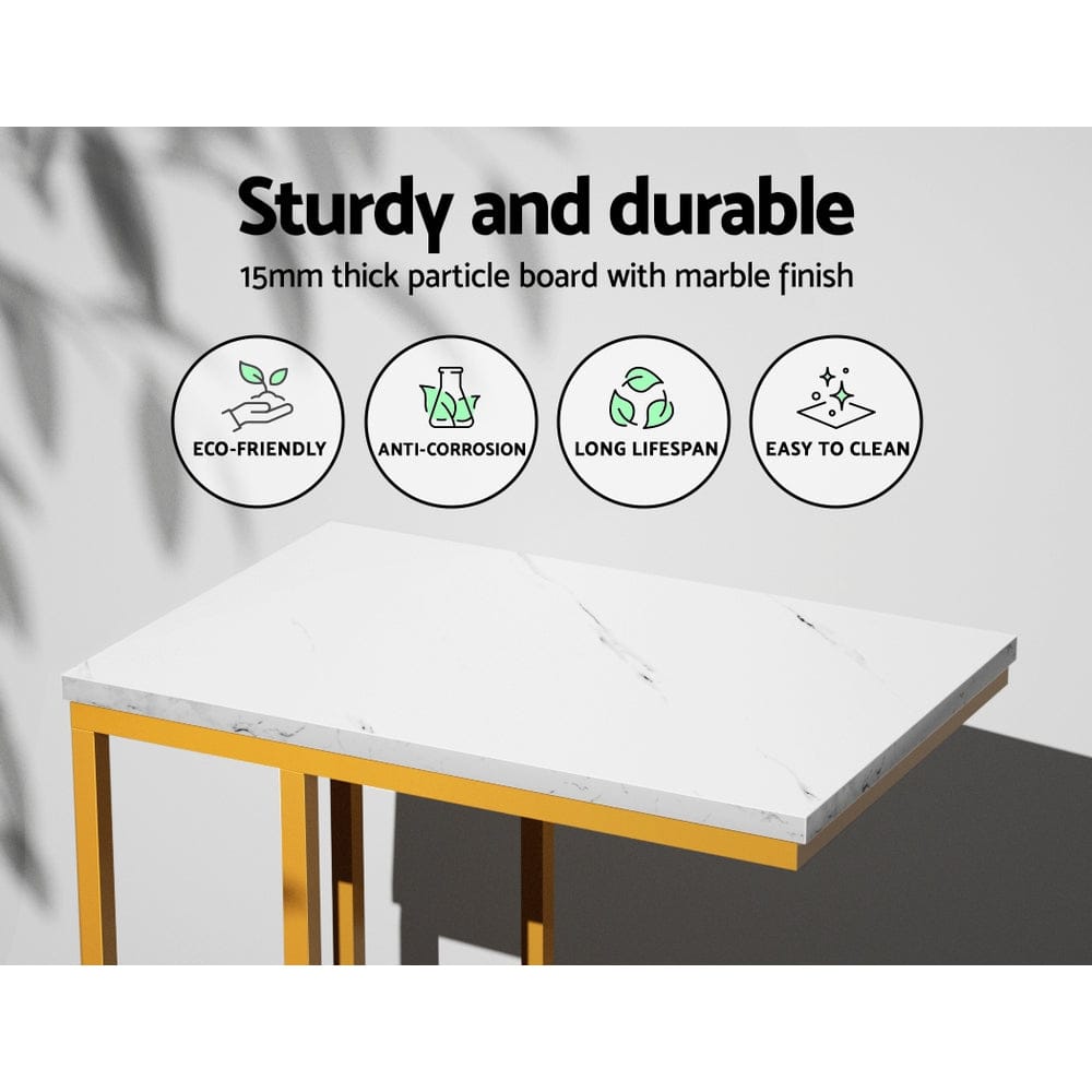 Artiss Furniture > Dining > Buffets & Sideboards Artiss Coffee Table Side Table Marble Effect Emma