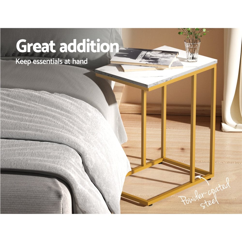 Artiss Furniture > Dining > Buffets & Sideboards Artiss Coffee Table Side Table Marble Effect Emma