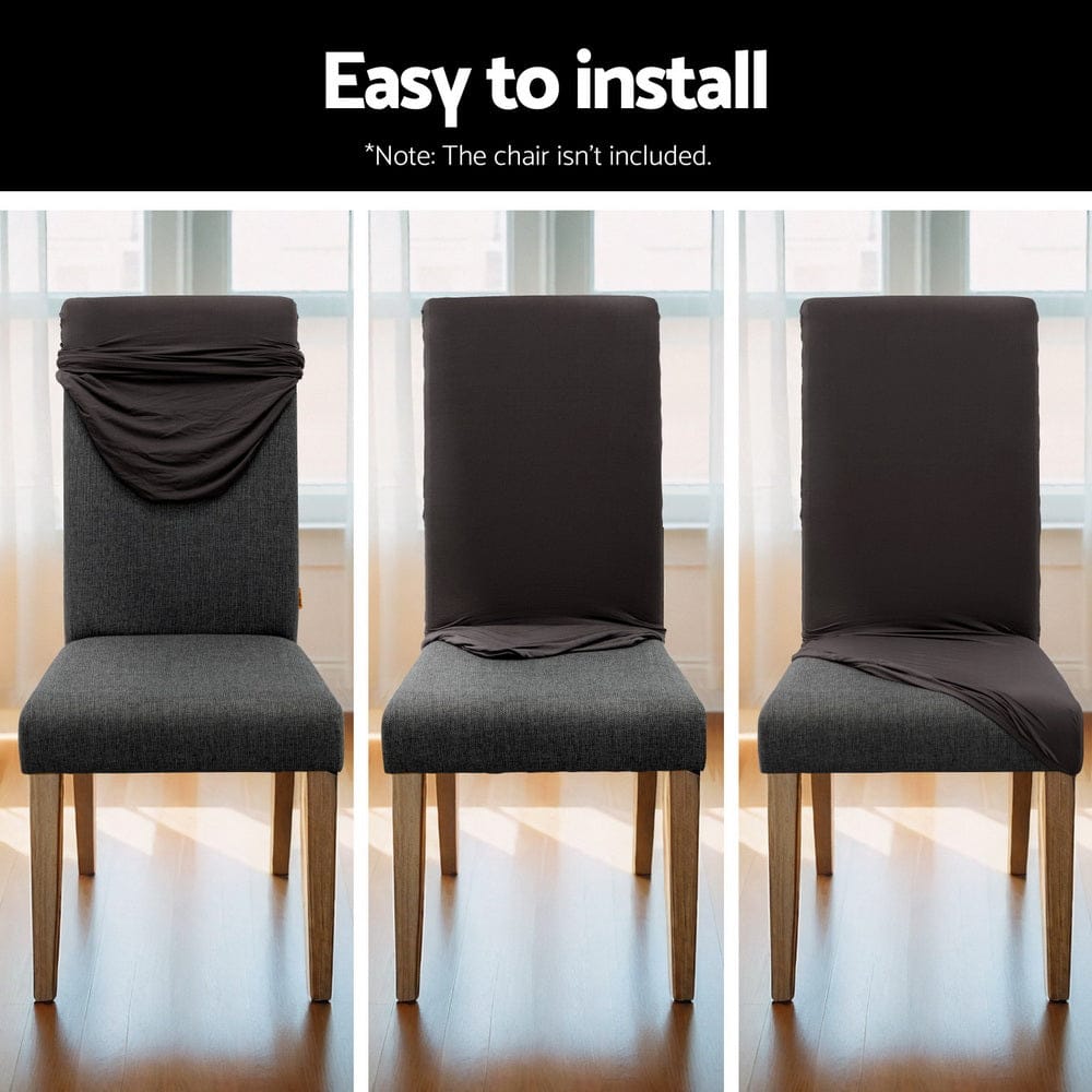 Artiss Furniture > Dining > Dining Set Artiss Dining Chair Covers 6x Slipcovers Spandex Stretch Banquet Party Dark Grey