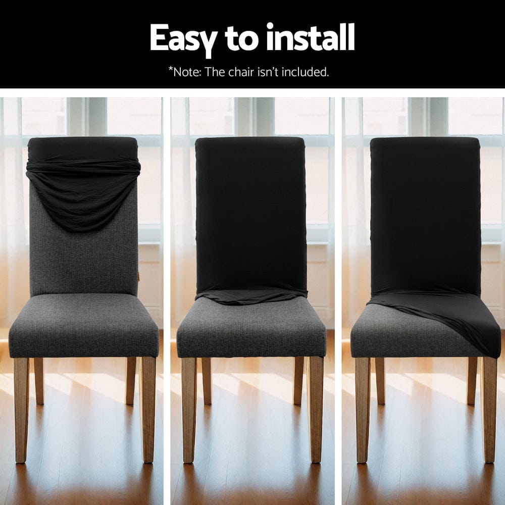 Artiss Furniture > Dining > Dining Set Artiss Dining Chair Covers 6x Slipcovers Spandex Stretch Banquet Wedding Black